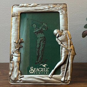 Vintage Seagull Pewter Golf Picture Frame Lady Golfer 4x6